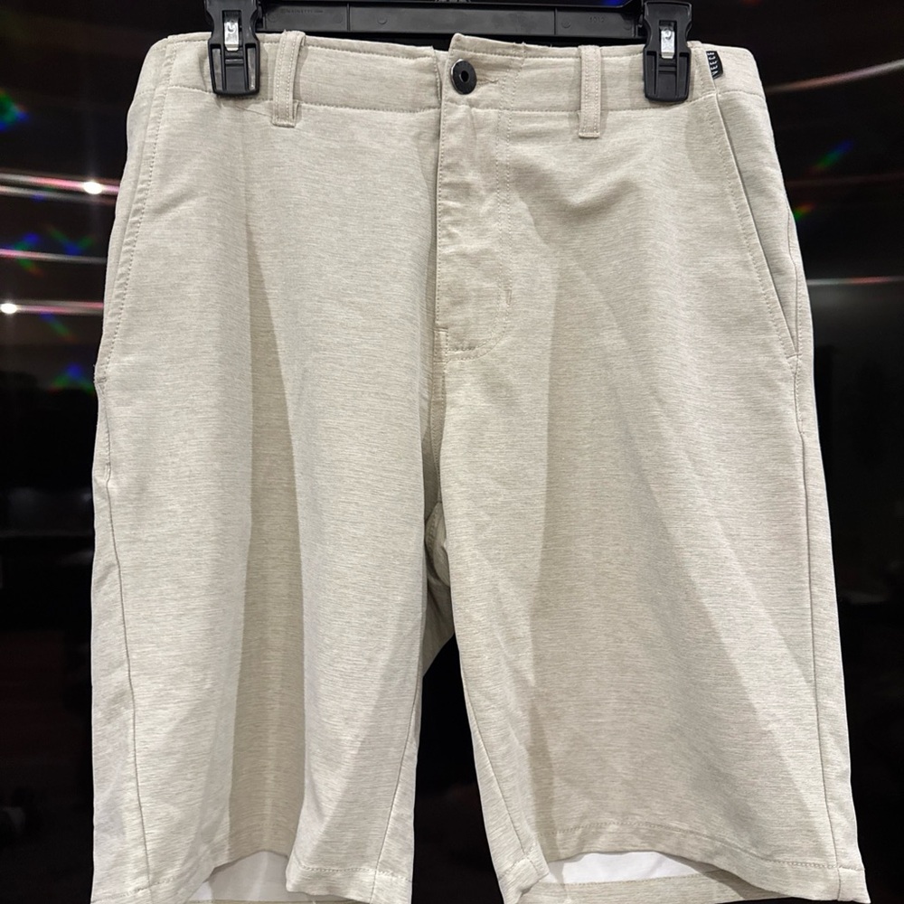 Classic Men's Beige Flat Front Shorts